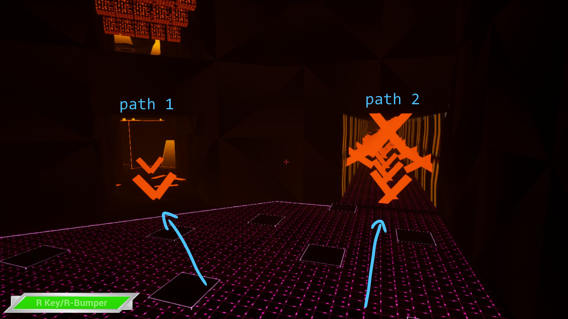 image of the two paths to the red room.