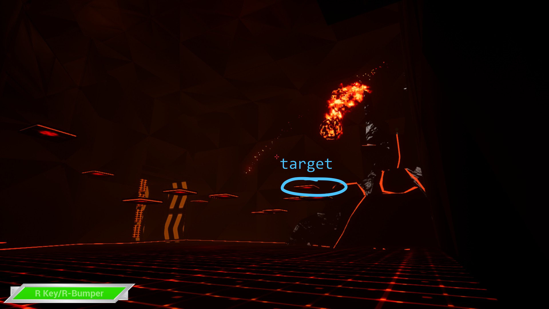 image of the red room with the stationary platform circled.