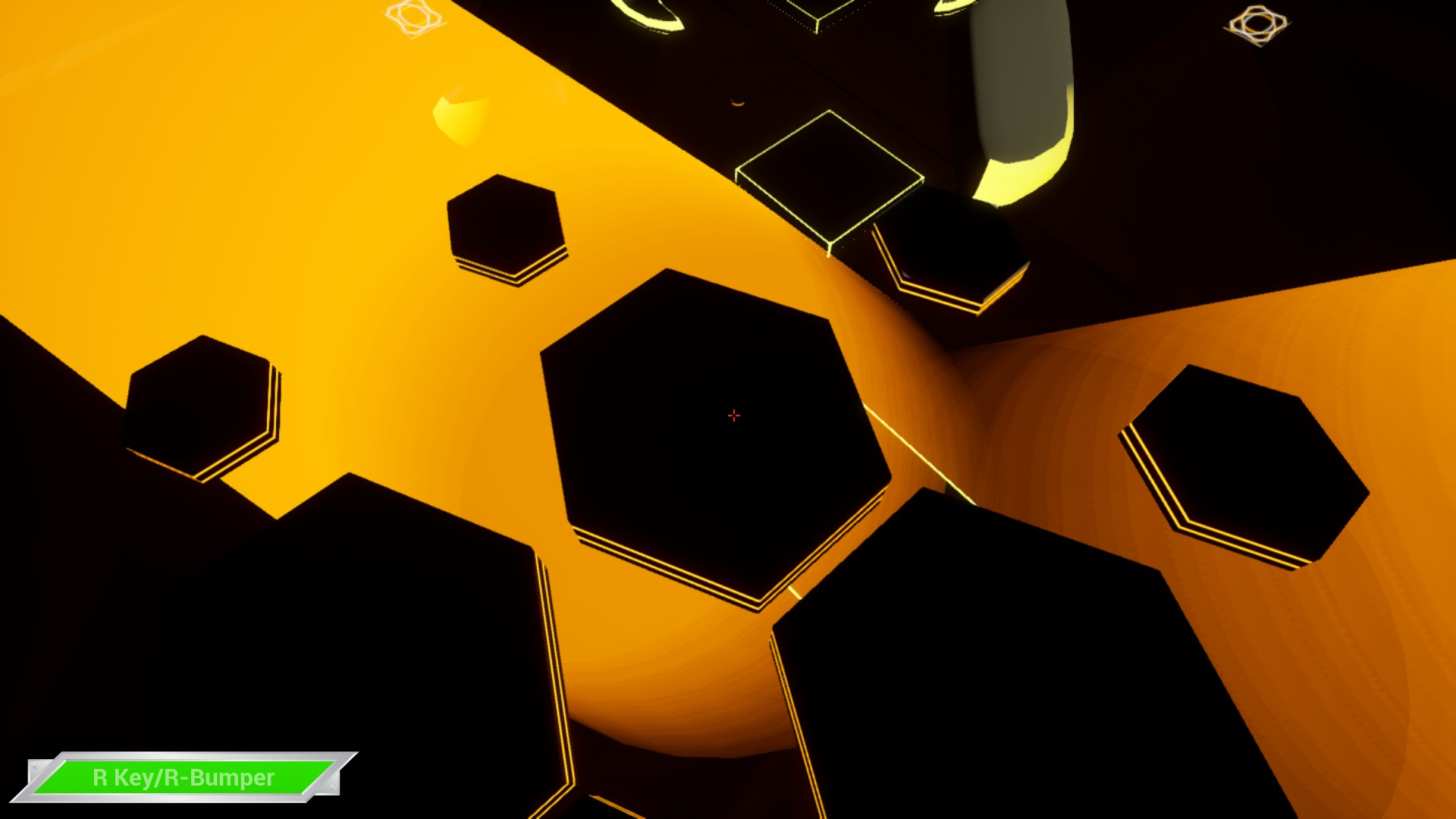 image of the the invisible floor appearing under the player over the yellow room.